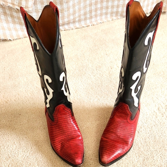 90s Nine West Rodeo Cowgirl boho Western Grunge Leather Boots Romnee 8 - Picture 3 of 12